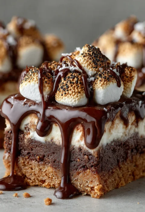 Smores Gingerbread Cookie Bars