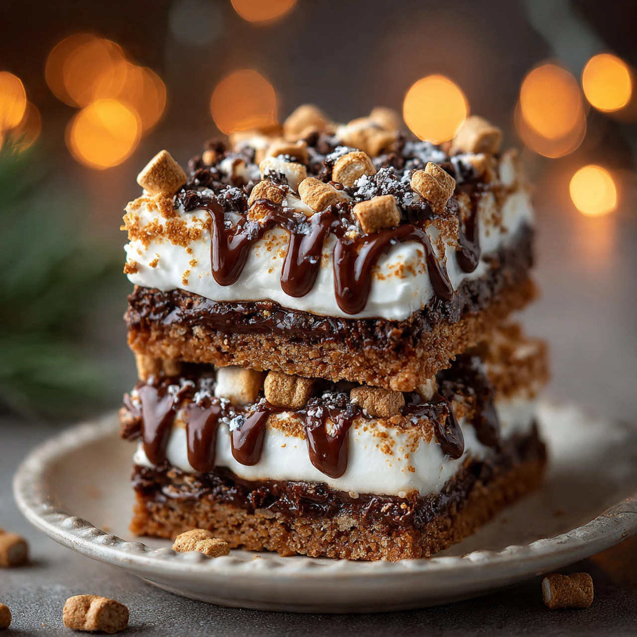 Smores Gingerbread Cookie Bars
