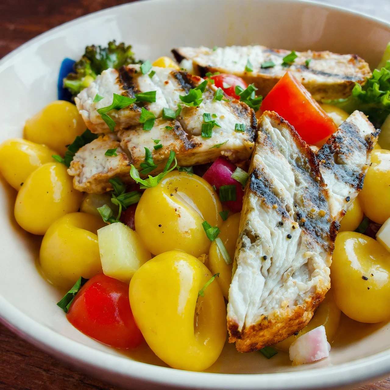 Warm Balsamic Chicken Tortellini Salad