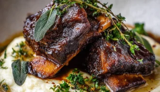 Braised Short Ribs Creamy Herb Sauce