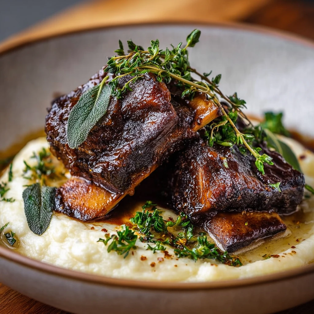 Braised Short Ribs in Creamy Herb Sauce