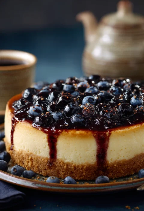Creamy Custard Cake Blueberries Perfect Tea Time Treat