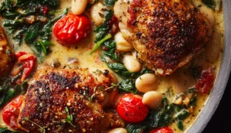 Creamy Skillet Chicken White Bean Stew Onepan Dinner