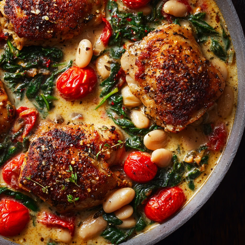 Creamy Skillet Chicken and White Bean Stew: Easy One-Pan Dinner