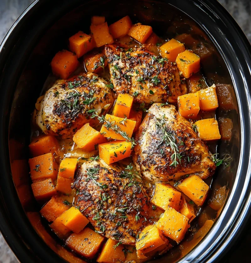 Crockpot Maple Dijon Chicken Butternut Squash