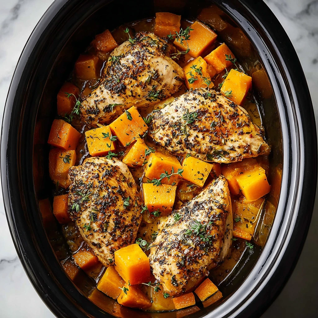Crockpot Maple Dijon Chicken Butternut Squash