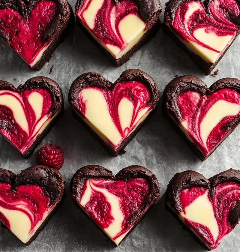 Decadent Heart Shaped Brownies Raspberry Swirl Love