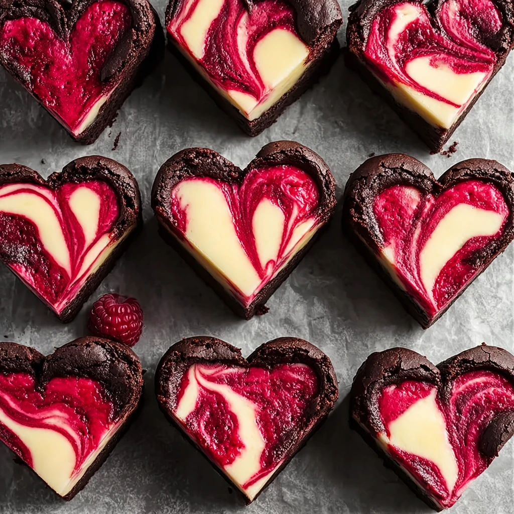 Decadent Heart Shaped Brownies with Raspberry Swirl Love