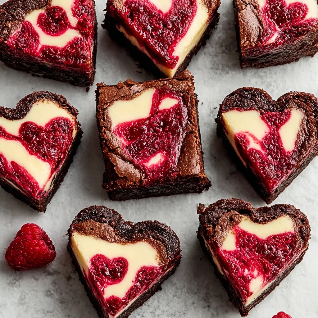 Decadent Heart Shaped Brownies Raspberry Swirl Love