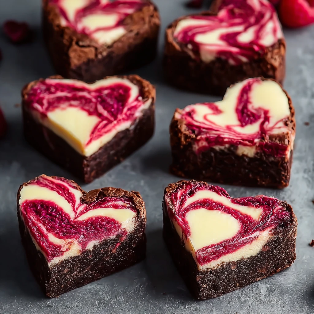 Decadent Heart Shaped Brownies Raspberry Swirl Love