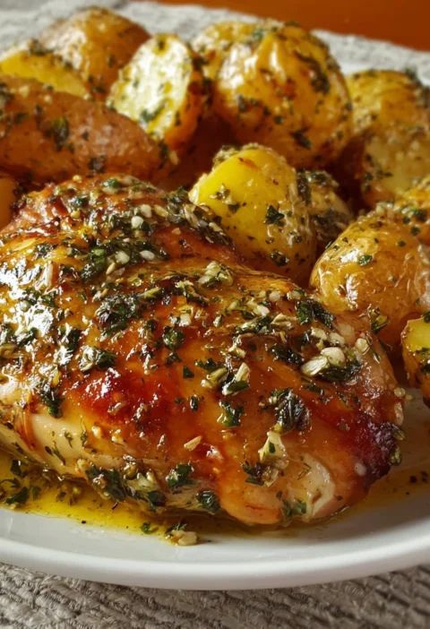 Garlic Butter Herb Roasted Chicken Potatoes Recipe
