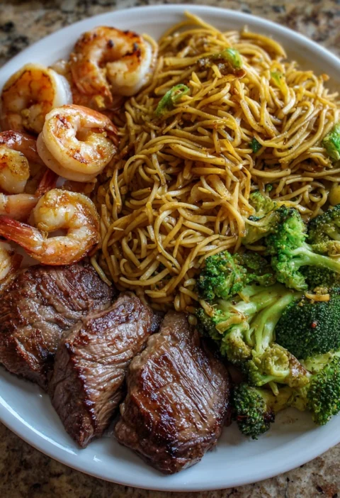 Hibachi Steak Shrimp Noodles Home