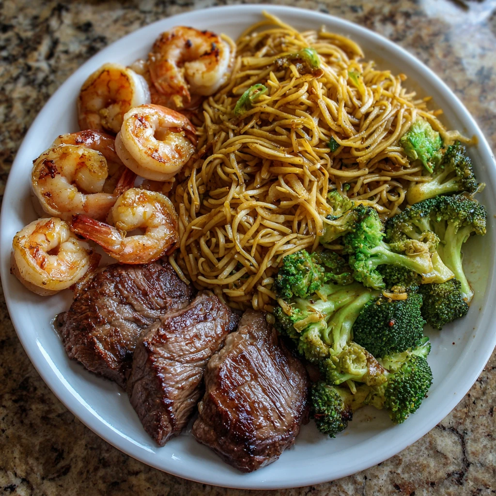 Hibachi Steak & Shrimp with Noodles at Home