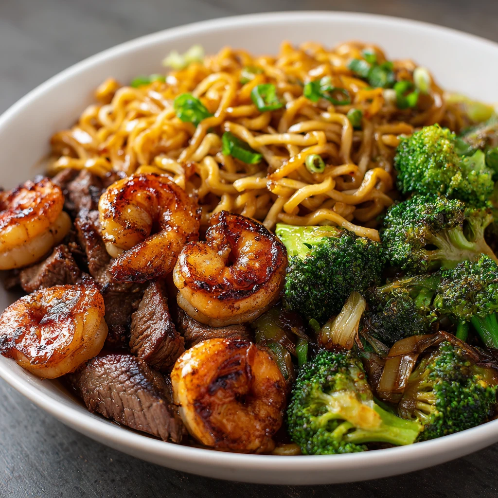 Hibachi Steak Shrimp Noodles Home