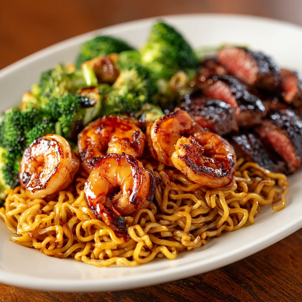 Hibachi Steak Shrimp Noodles Home