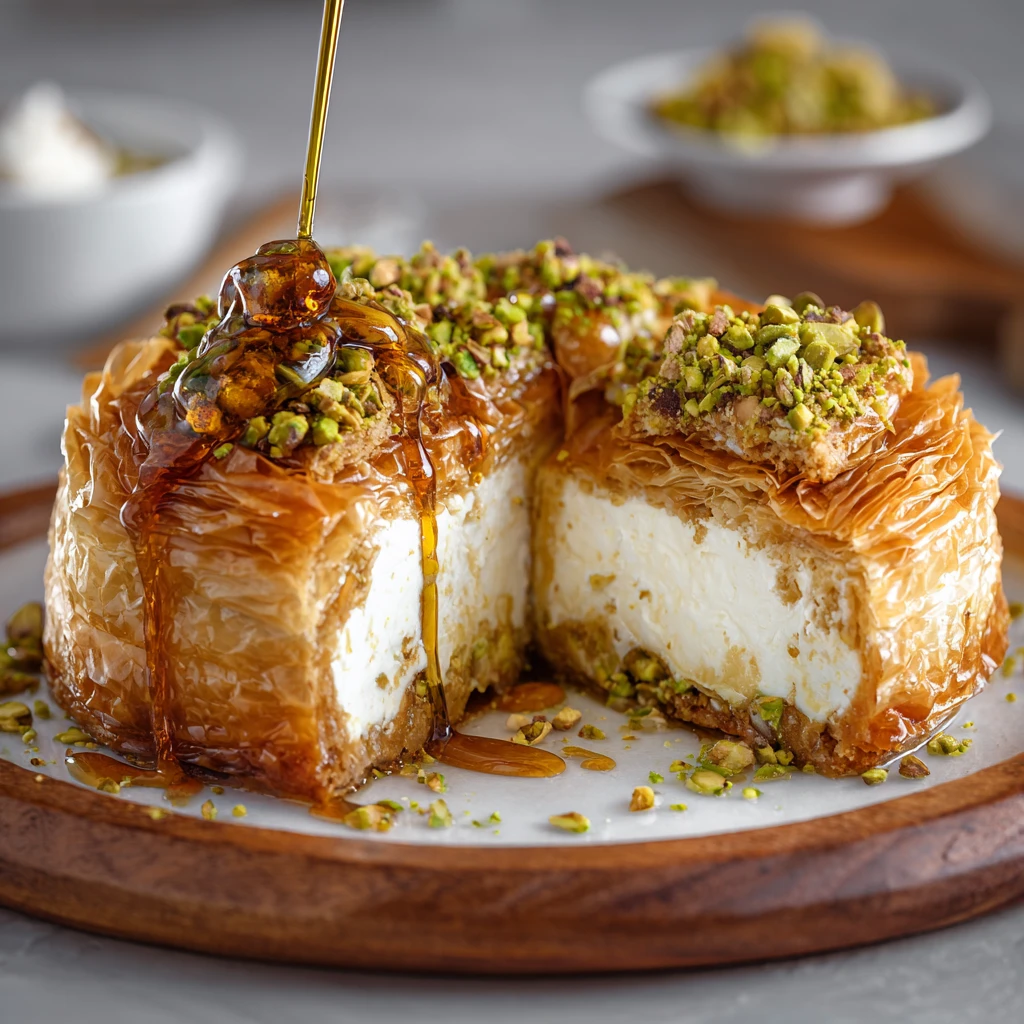 Honey Pistachio Baklava Cheesecake Recipe