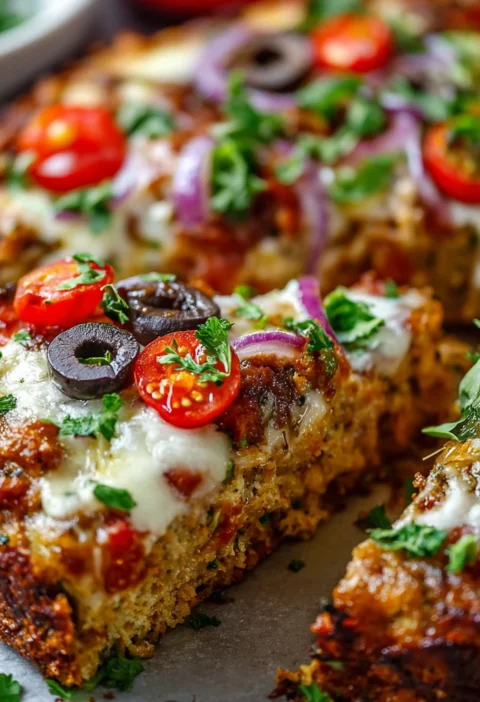 Keto Ground Chicken Crust Pizza Flavorful Veggie Toppings