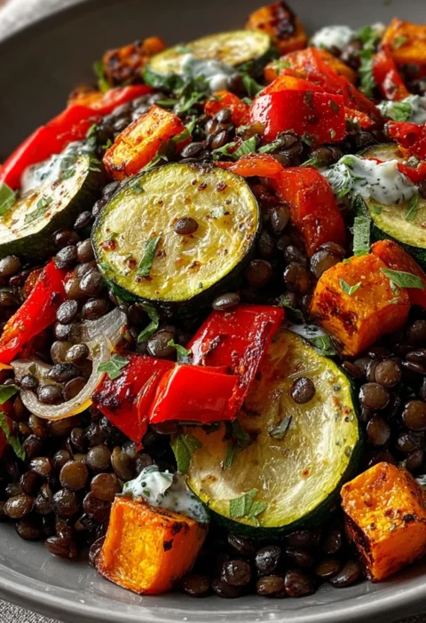 Black Lentil Salad Roasted Vegetables