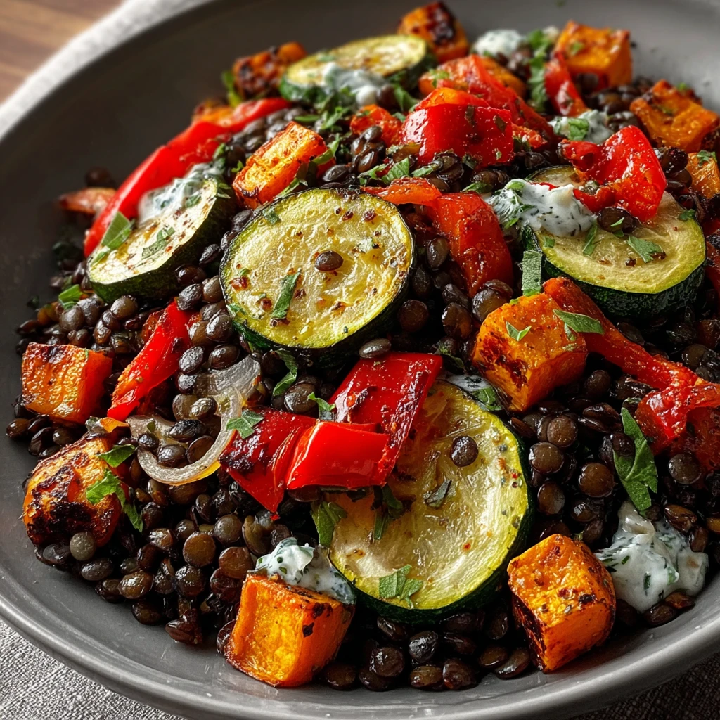 Black Lentil Salad Roasted Vegetables