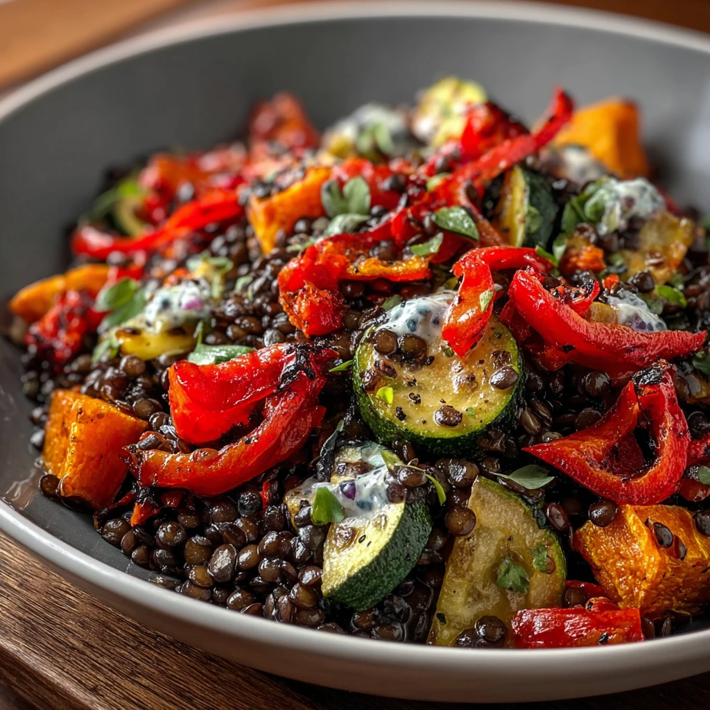 Black Lentil Salad Roasted Vegetables