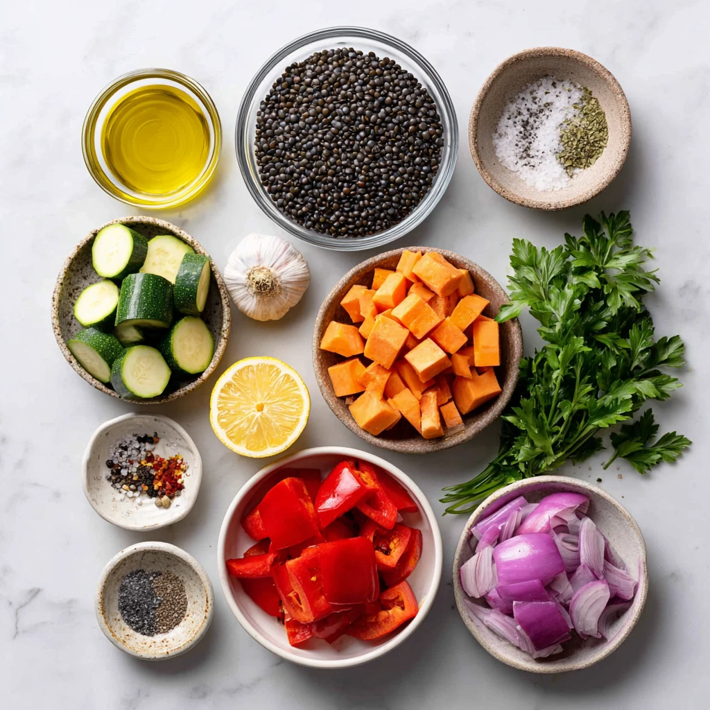 Black Lentil Salad Roasted Vegetables