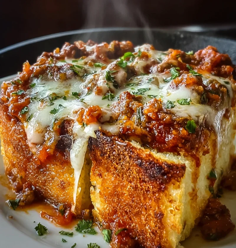 Cheesy Garlic Bread Lasagna Skillet