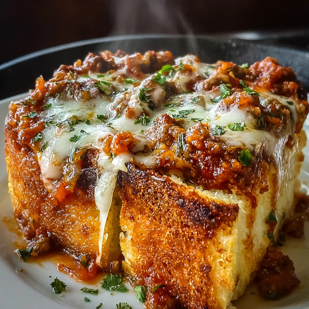 Cheesy Garlic Bread Lasagna Skillet