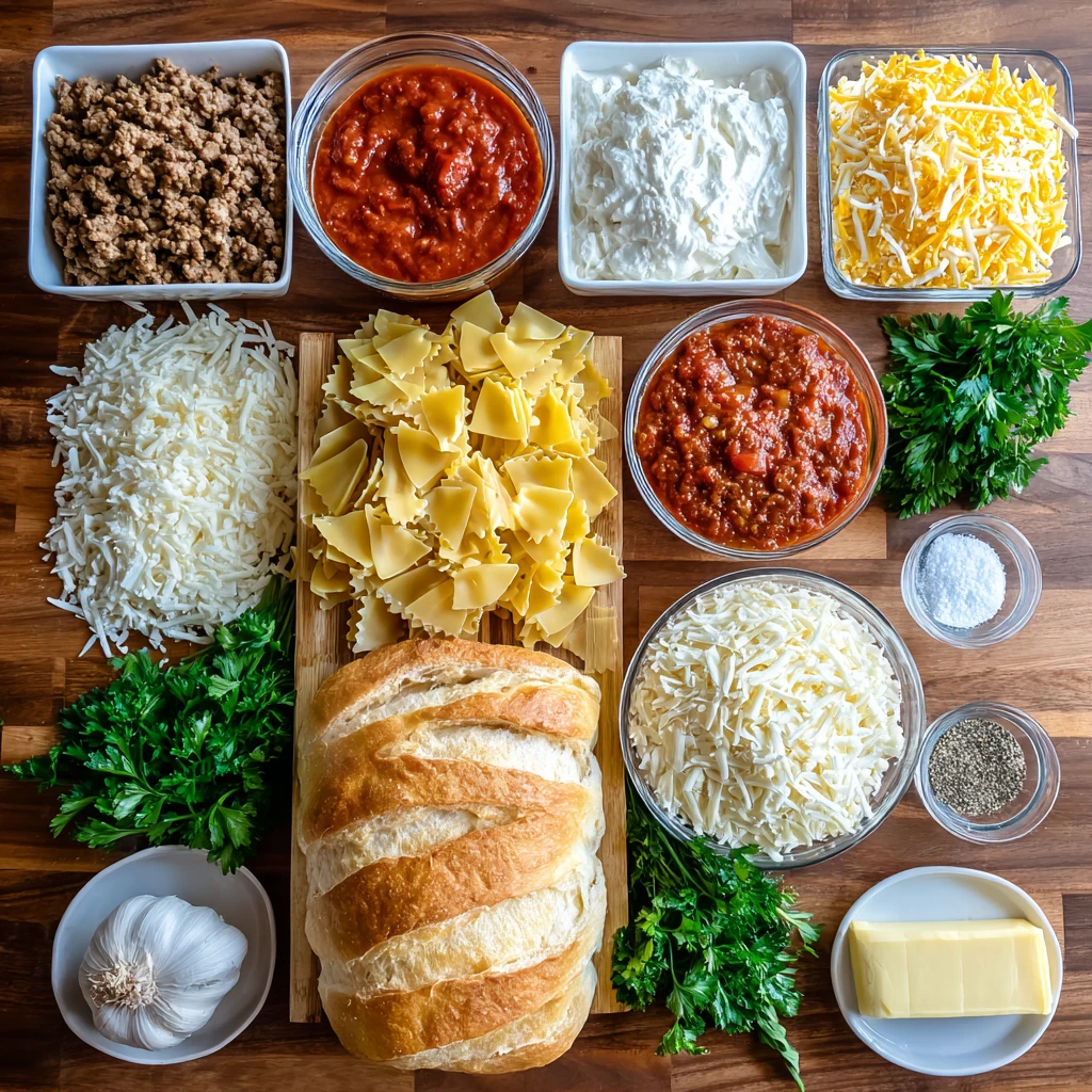 Cheesy Garlic Bread Lasagna Skillet
