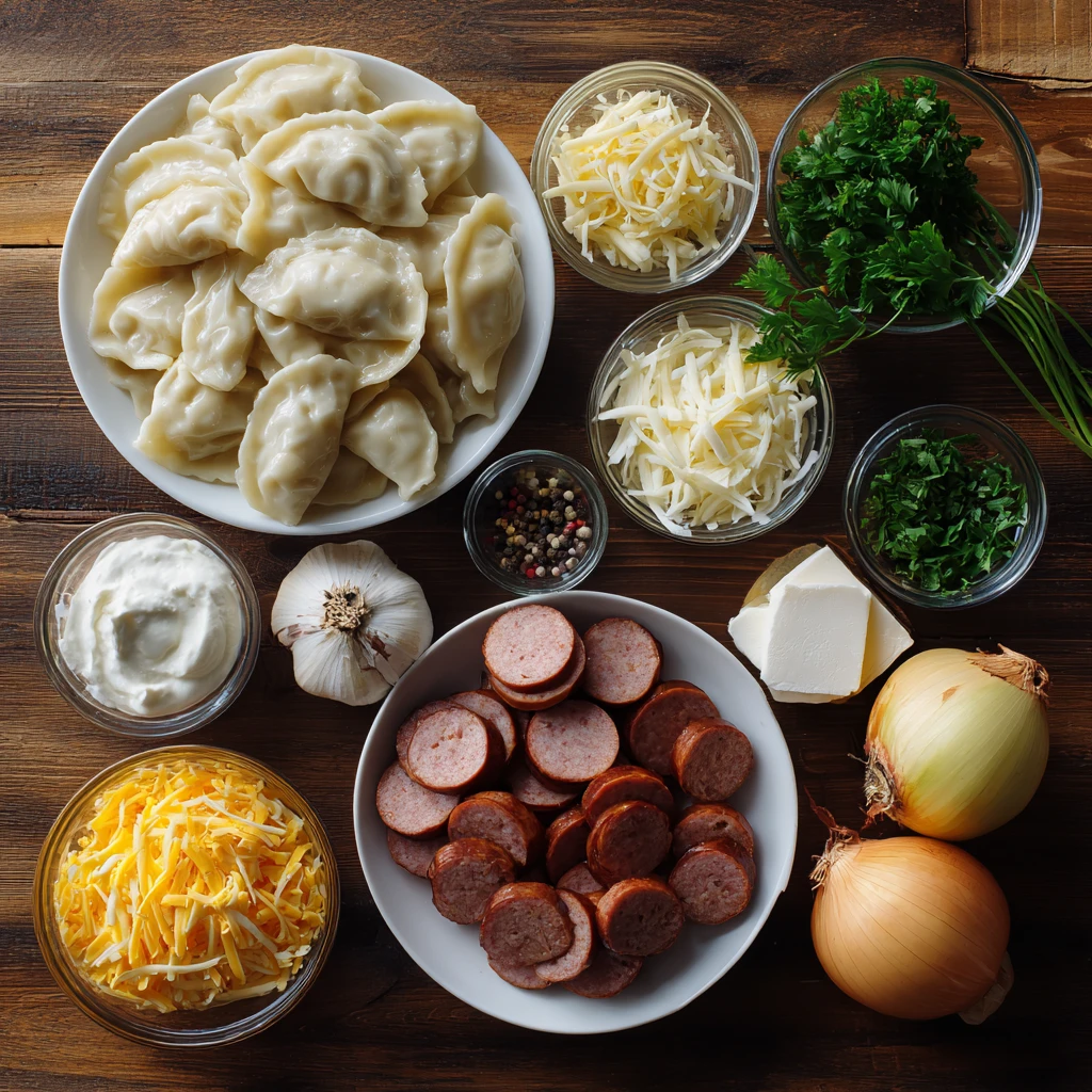 Crockpot Pierogi Casserole Kielbasa