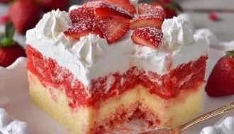 Decadent Strawberry Cheesecake Poke Cake Bursting Berry Flavor