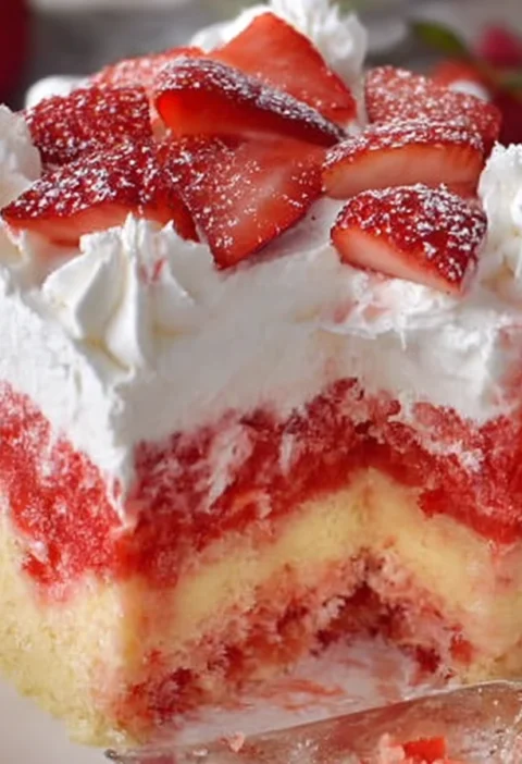 Decadent Strawberry Cheesecake Poke Cake Bursting Berry Flavor