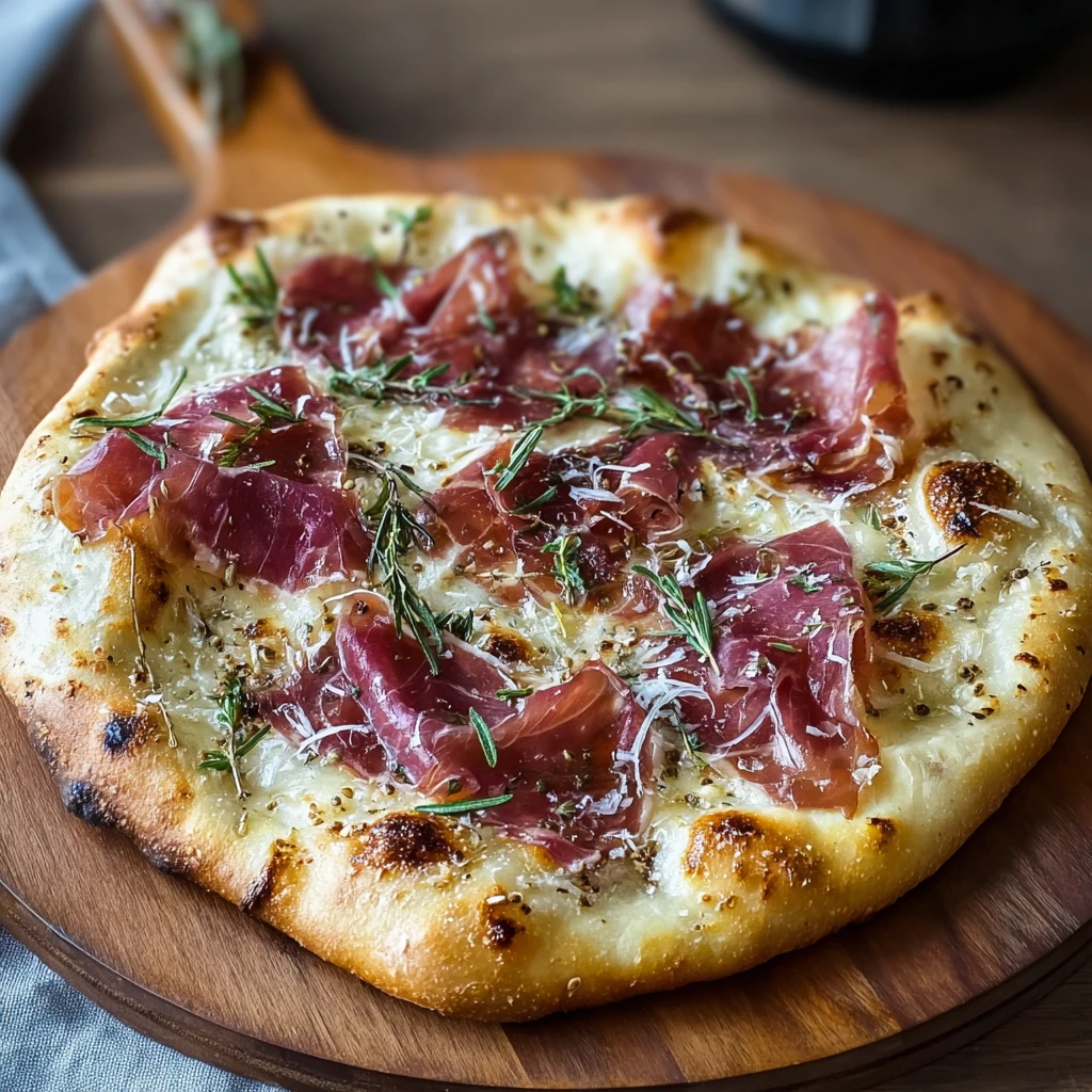 Delicious White Pizza Beef Prosciutto Hot Honey Magic