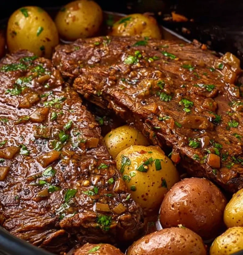 Juicy Crockpot Butter Steak Roasted Potatoes Tender Delight