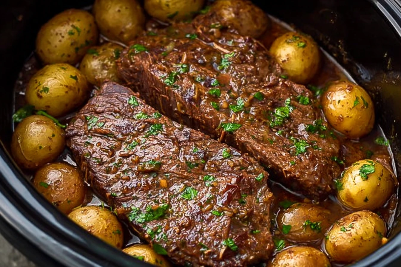 Juicy Crockpot Butter Steak Roasted Potatoes Tender Delight