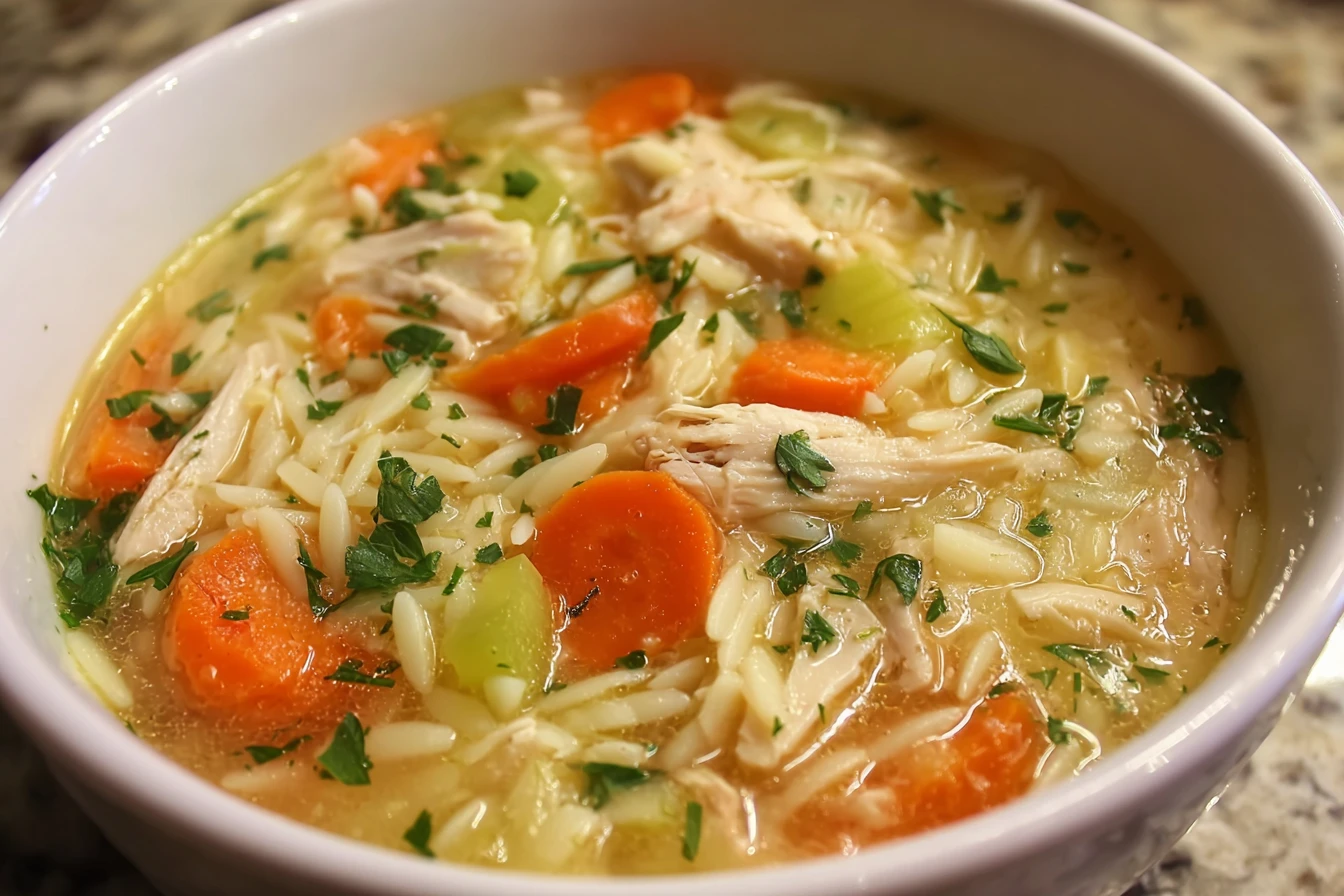 Lemon Chicken Orzo Soup