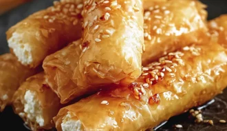 Ovenfried Feta Rolls Spicy Chili Honey Crispy Appetizer