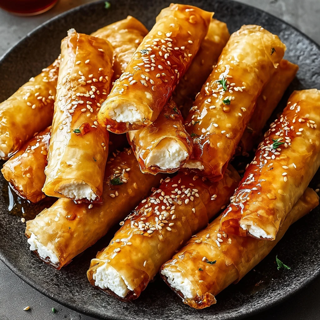 Ovenfried Feta Rolls Spicy Chili Honey Crispy Appetizer