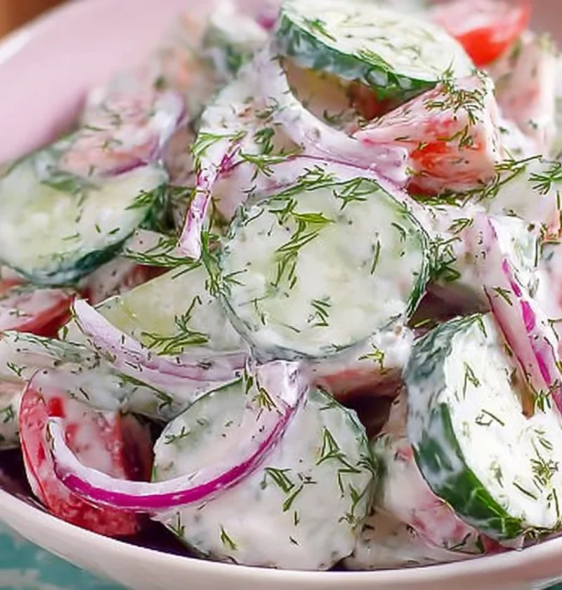 Zesty Creamy Cucumber Tomato Salad Crowdpleaser Every Time