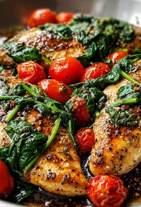 Balsamic Chicken Breast Spinach Tomatoes