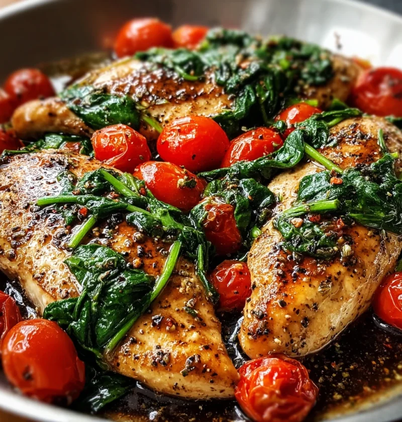 Balsamic Chicken Breast Spinach Tomatoes