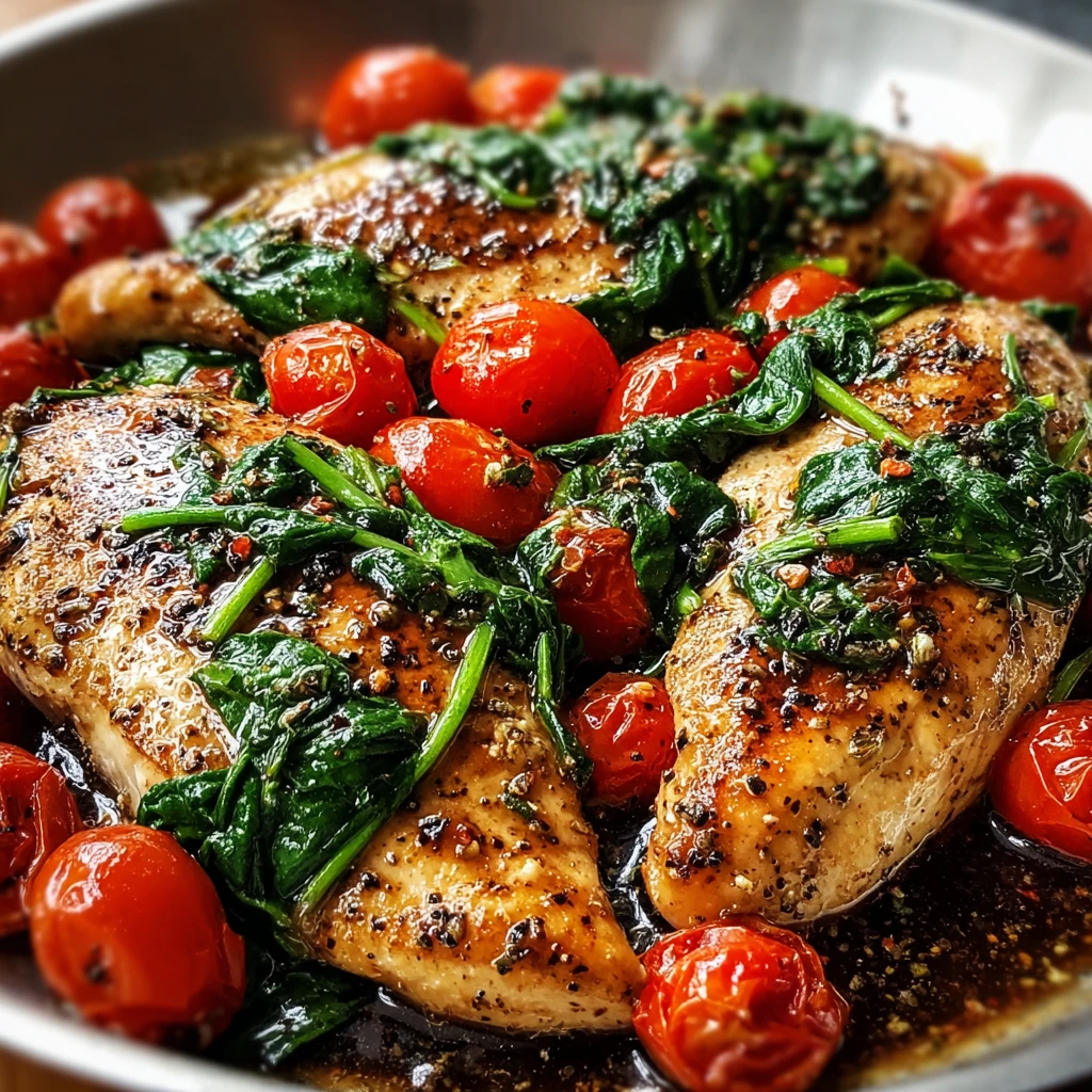 Balsamic Chicken Breast with Spinach and Tomatoes