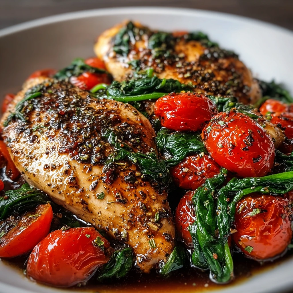 Balsamic Chicken Breast Spinach Tomatoes