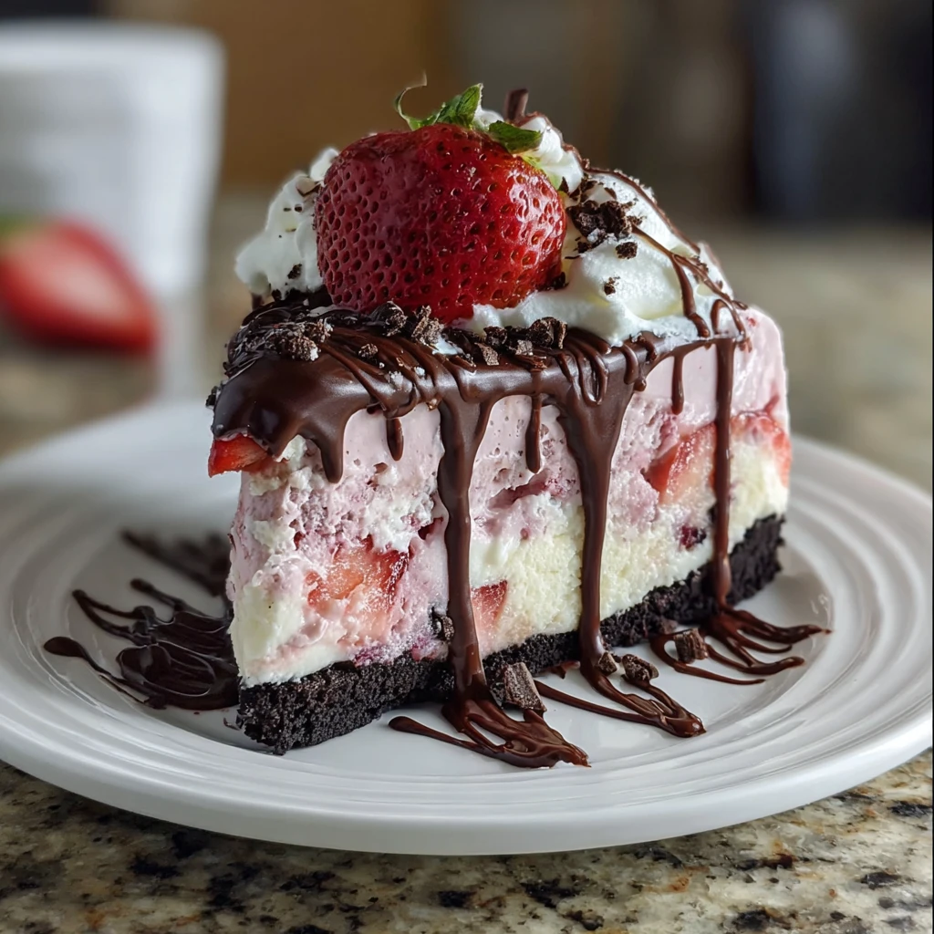 Chocolate Covered Strawberry Ice Cream Cake – Easy Dessert