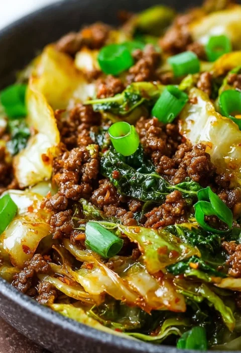 Low Carb Mongolian Ground Beef Cabbage Keto Meal