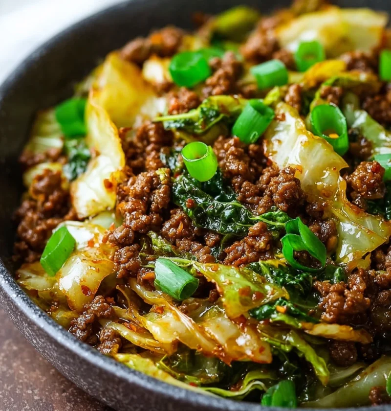 Low Carb Mongolian Ground Beef Cabbage Keto Meal