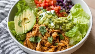 Pulled Chicken And Guacamole Bowl
