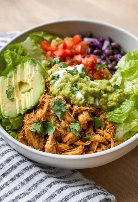 Pulled Chicken And Guacamole Bowl