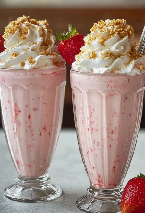 Strawberry Cheesecake Milkshake Creamy Dessert Drink