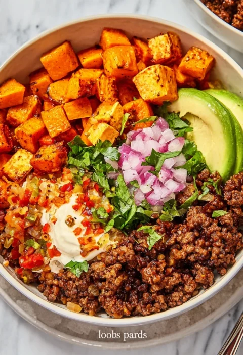 Viral Hot Honey Ground Beef Sweet Potato Bowl