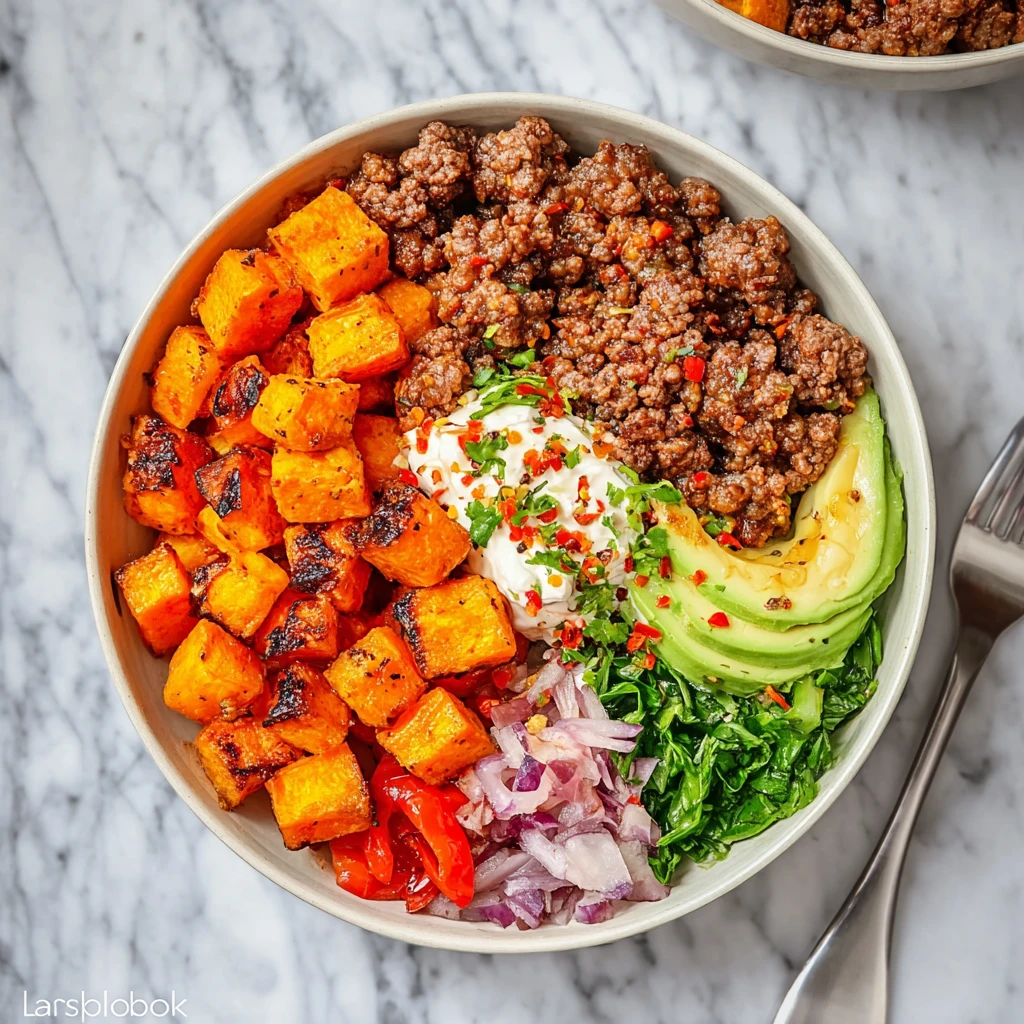 Viral Hot Honey Ground Beef Sweet Potato Bowl